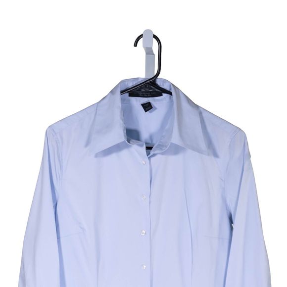 Express Women's Blouse Button Up Blue Stretch Long Sleeve Dress Shirt Top Size 8 - Picture 4 of 8